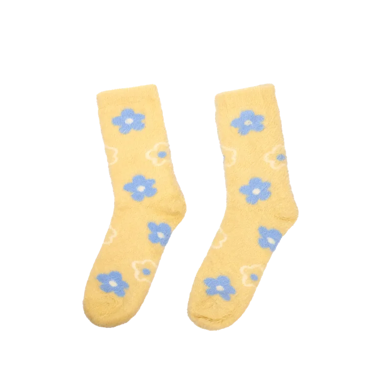 Crew Socken für Damen mit Blumen-Print (Gelb)