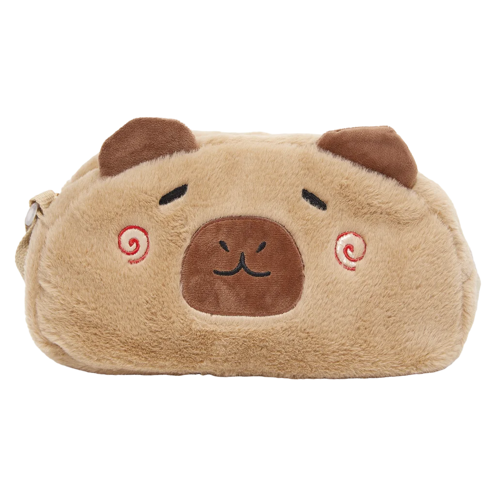 Weiche Crossbody-Umhängetasche mit Capybara-Design (Beige)