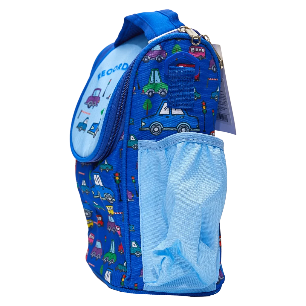 Crossbody Lunch Bag aus Polyester-Baumwolle mit Fahrzeug-Print (Blau)