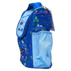 Crossbody Lunch Bag aus Polyester-Baumwolle mit Fahrzeug-Print (Blau)