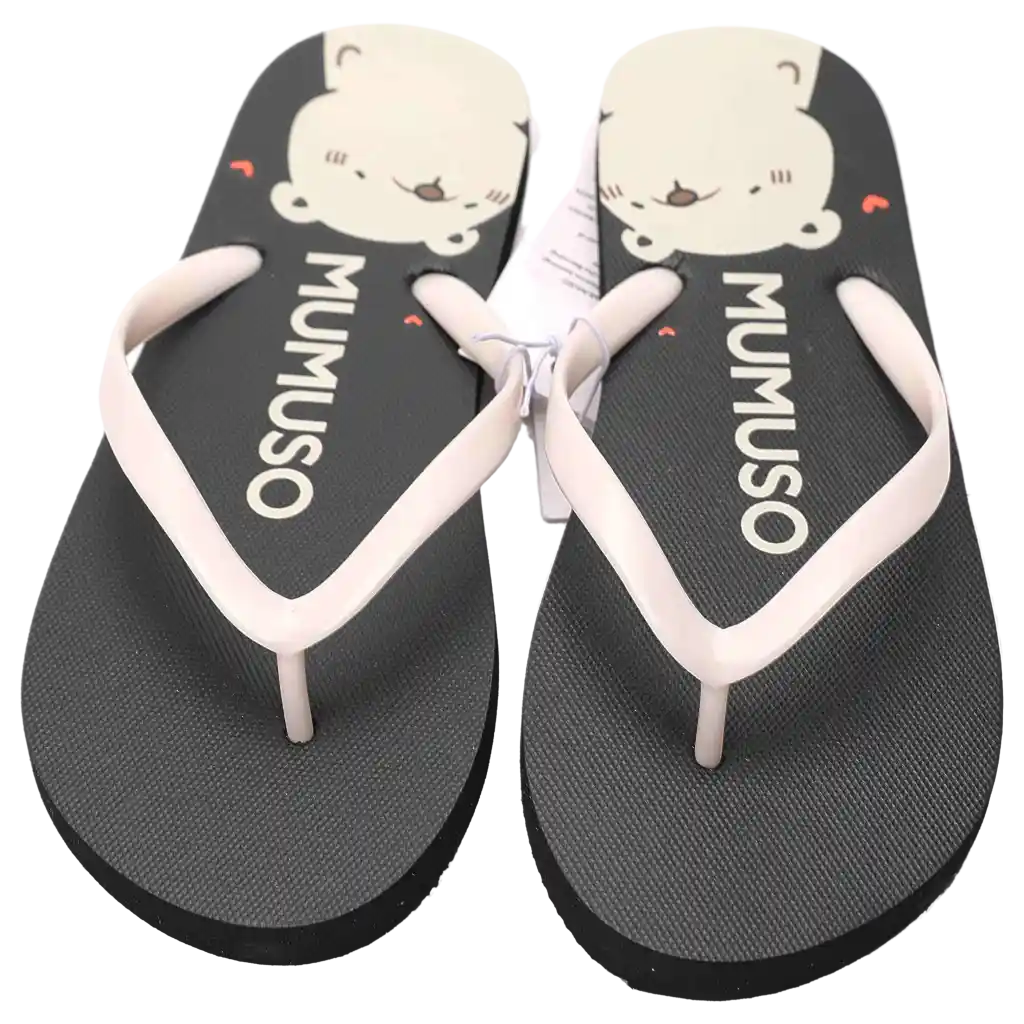 Damen Flip-Flops aus Polyethylen mit Bären-Print (Schwarz)