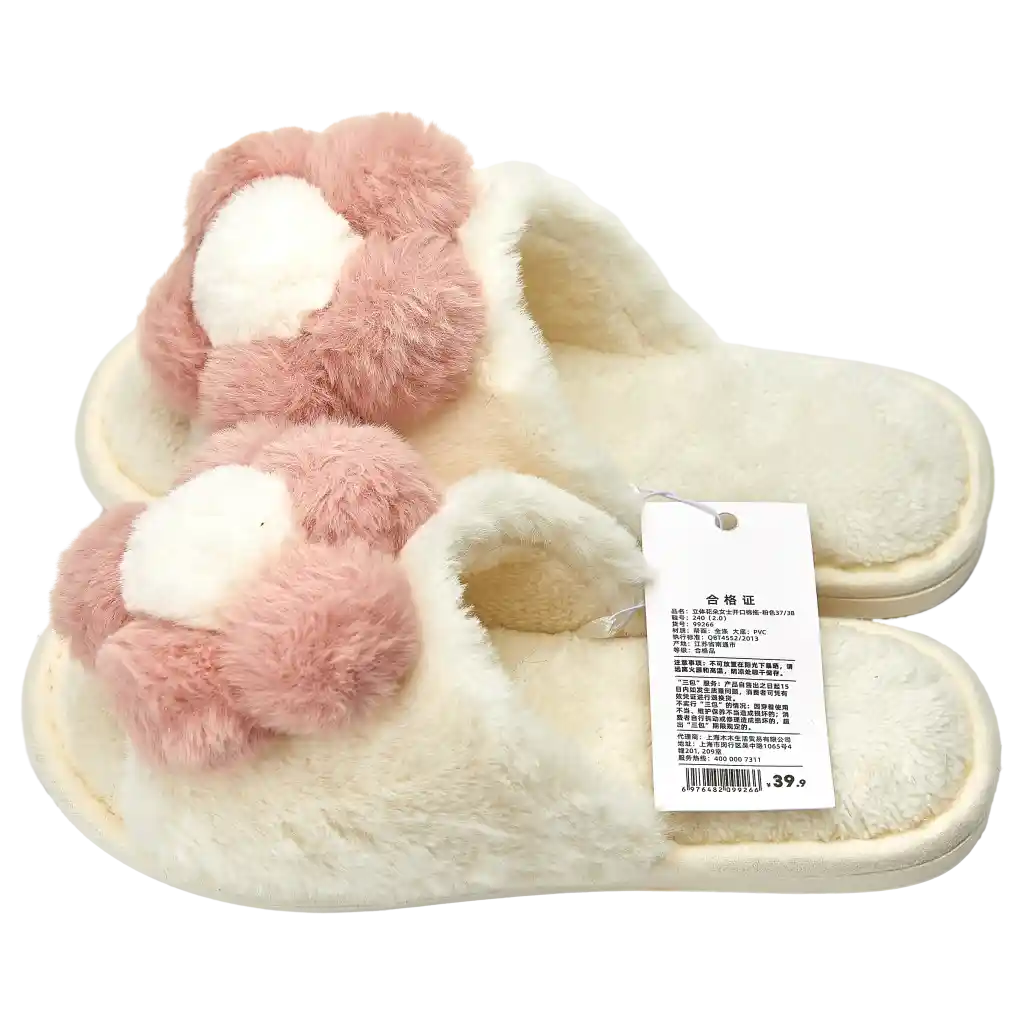Damen-Hausschuhe mit 3D-Blumen-Design, offene Zehenpartie (Pink)