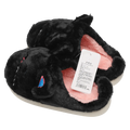 Warme Damen Hausschuhe aus Plüsch mit Katzen-Design, Größe 38-39 (Schwarz)