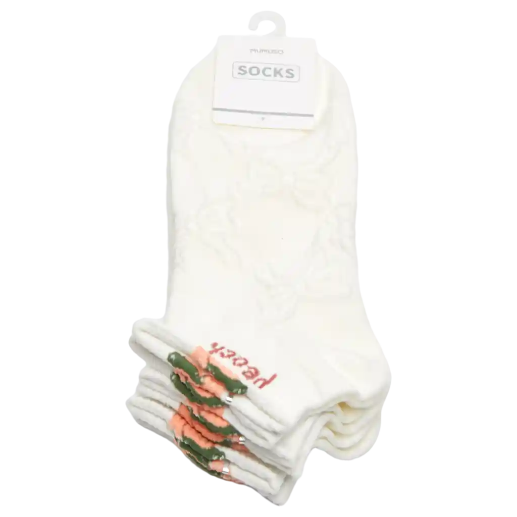 3er-Pack Sneakersocken Damen aus Baumwollmischung mit Pfirsich-Design (Weiß)