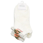 3er-Pack Sneakersocken Damen aus Baumwollmischung mit Pfirsich-Design (Weiß)