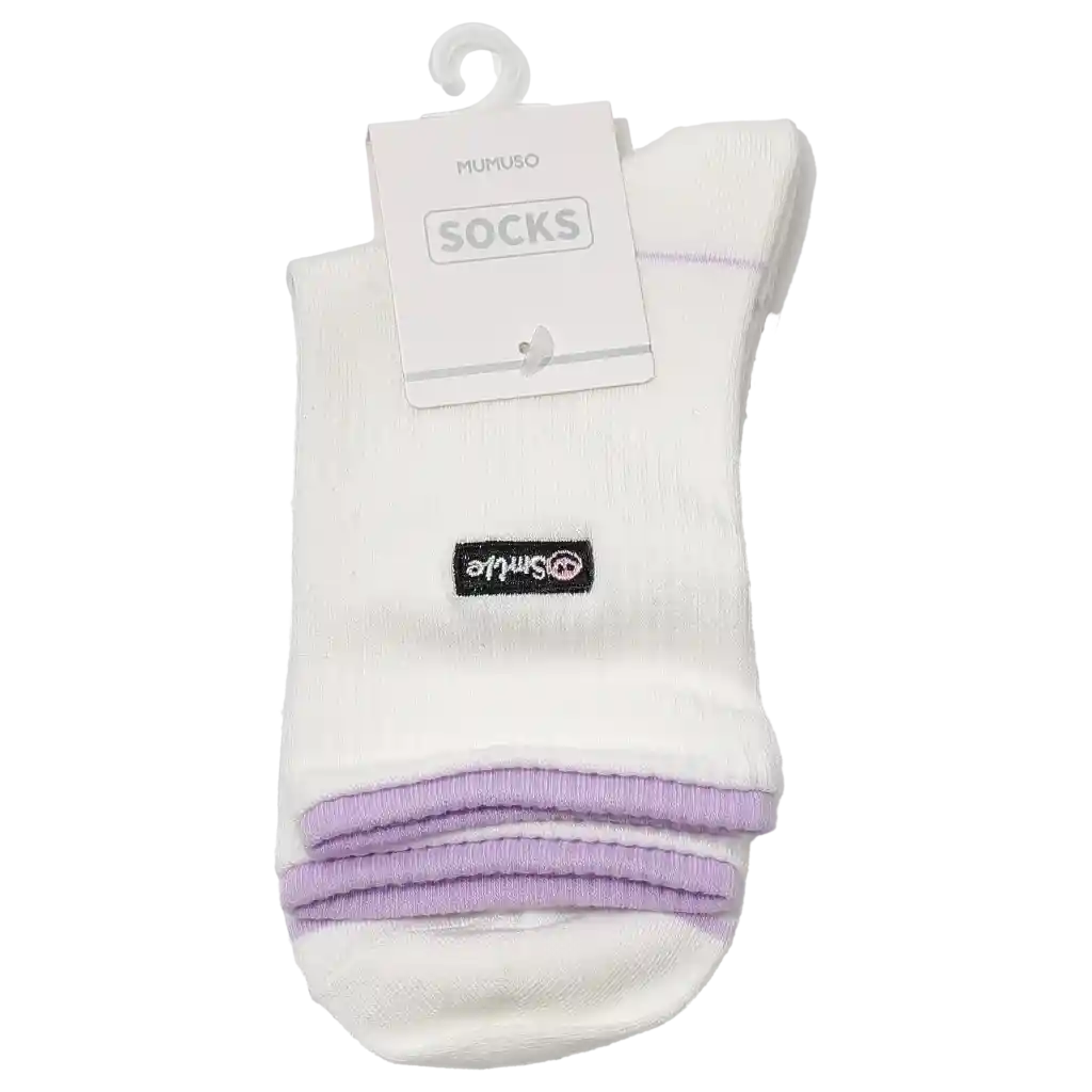 Damen Mittelhochsocken aus Baumwollmischung (Weiß/Lila)