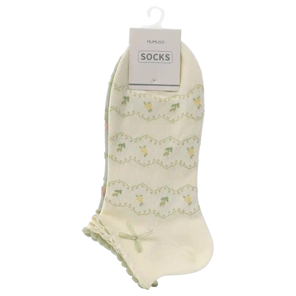 Sneakersocken Damen Baumwollmischung mit Schleifen- und Blumen-Design (Grün)