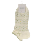 Sneakersocken Damen Baumwollmischung mit Schleifen- und Blumen-Design (Grün)
