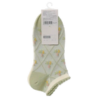 Sneakersocken Damen Baumwollmischung mit Schleifen- und Blumen-Design (Grün)
