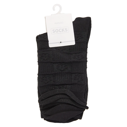 2 Paar Damen Socken Mini Crew 67% Baumwolle (Schwarz/Streifen)