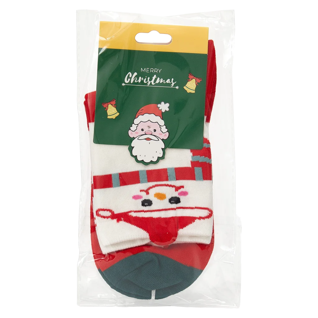 Damen Socken mit Santa Claus-Design (Blau/Rot/Gelb)