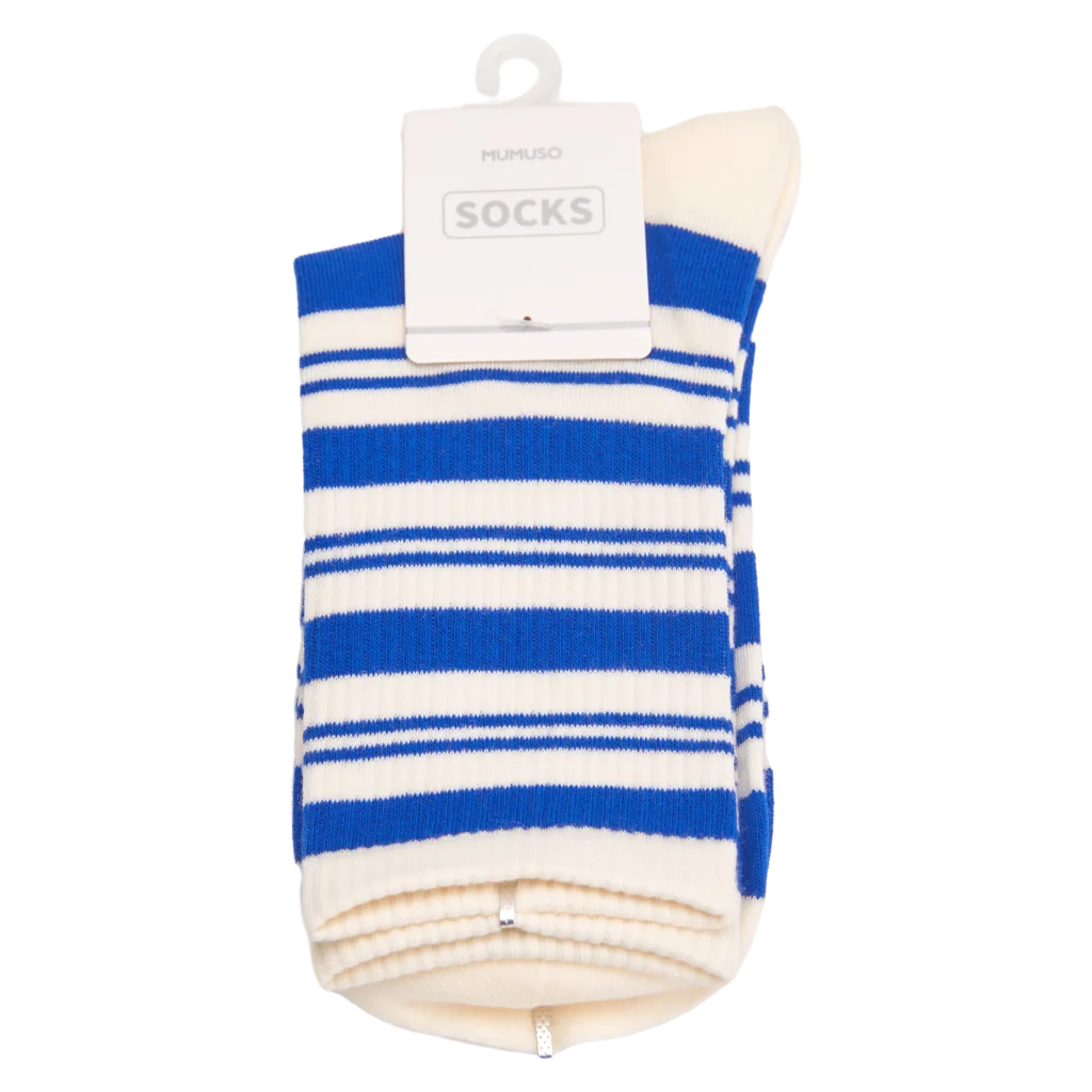 Damen Socken mit Streifen-Design (Blau/Creme)
