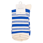 Damen Socken mit Streifen-Design (Blau/Creme)