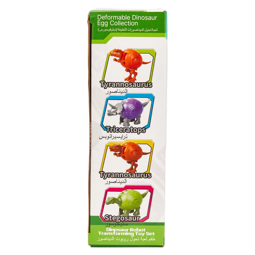 2-in-1 Dinosaurier-Transformationsspielzeug aus Kunststoff, Set mit Dino-Design (Grün/Orange/Lila/Braun)