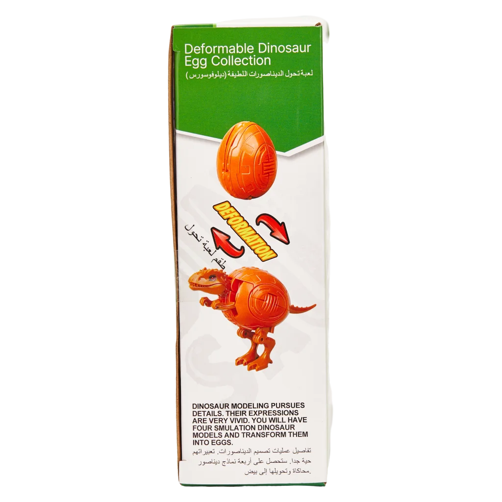 2-in-1 Dinosaurier-Transformationsspielzeug aus Kunststoff, Set mit Dino-Design (Grün/Orange/Lila/Braun)