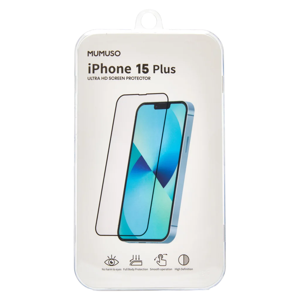 Displayschutzfolie aus gehärtetem Glas für iPhone 15 Plus (Transparent)
