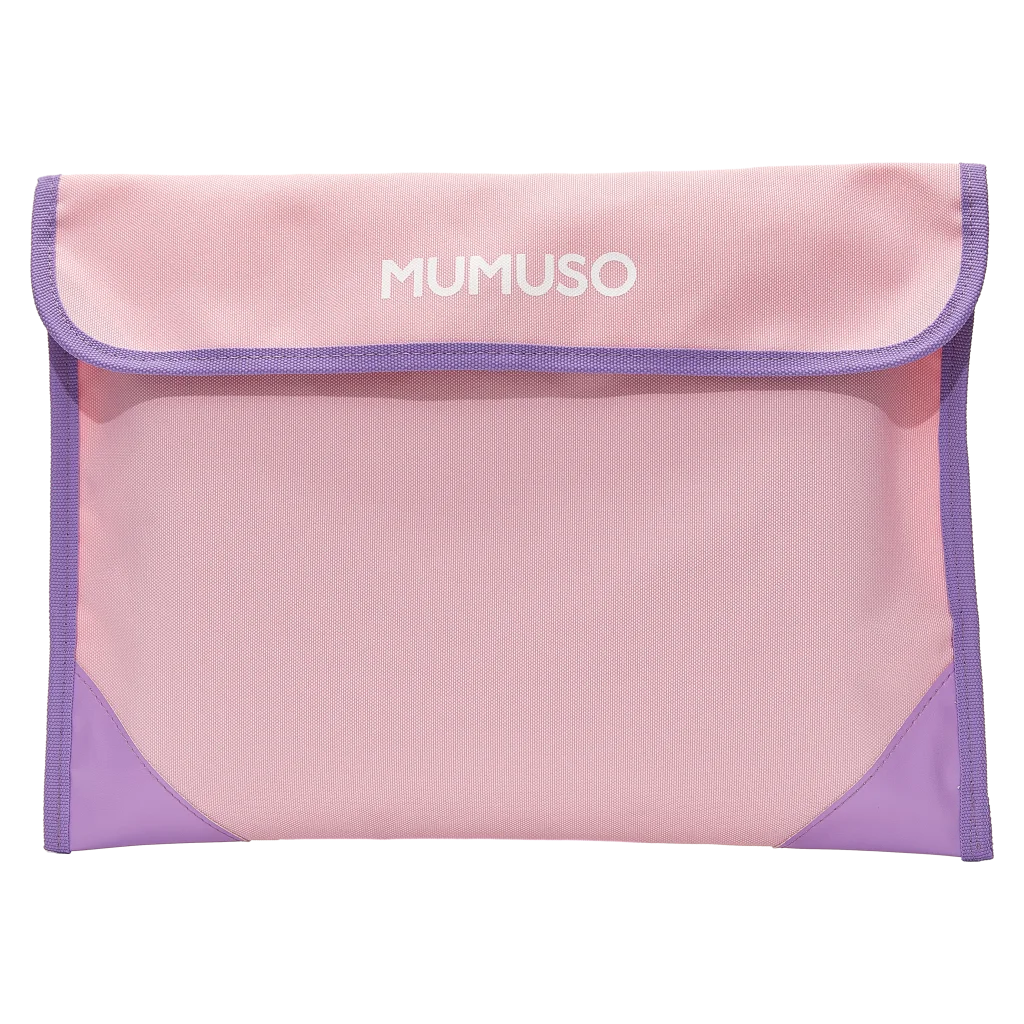 Dokumententasche aus Oxford-Stoff und Kunstleder, minimalistisch (Rosa/Lila)