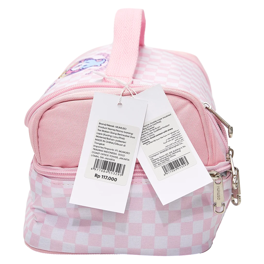 Doppellagige Isolier-Lunchbag aus Polyester mit Katzen-Design (Rosa)