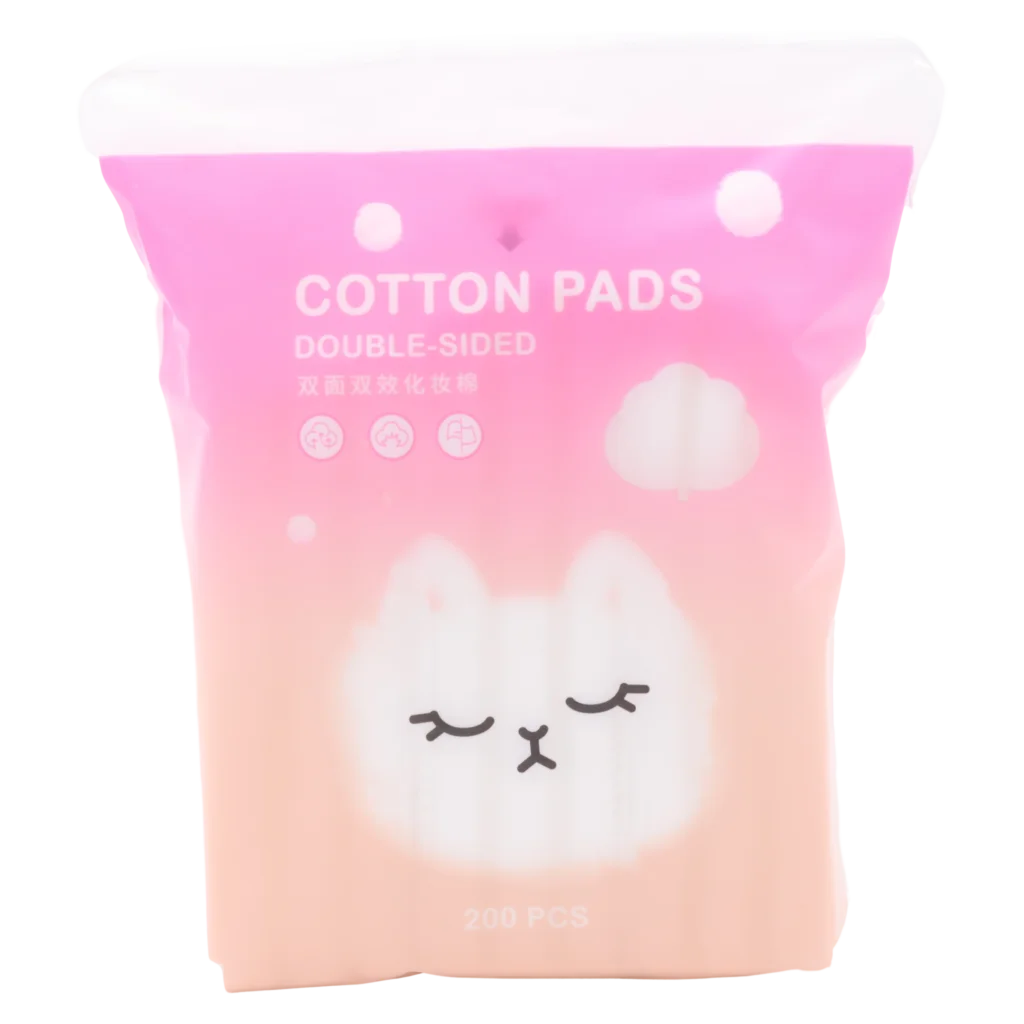 Doppelseitige Wattepads im Katzen-Design, 200 Stück (Rosa/Weiß)