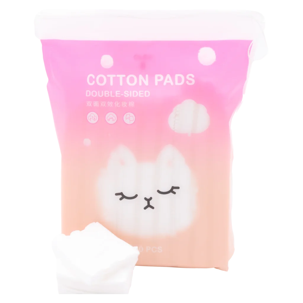 Doppelseitige Wattepads im Katzen-Design, 200 Stück (Rosa/Weiß)
