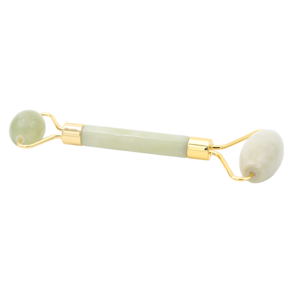 Dual-Roller Gesichtsmassager aus natürlichem Stein (Grün)