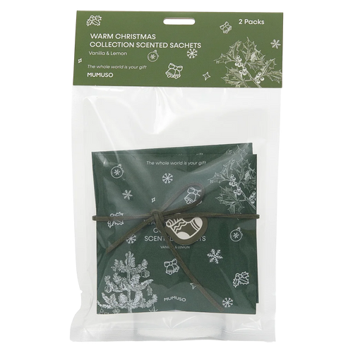 2er-Pack Duft-Sachets mit Vanille- &amp; Zitronenduft, Warm Christmas Kollektion (Beige/Rot/Rosa/Grün)