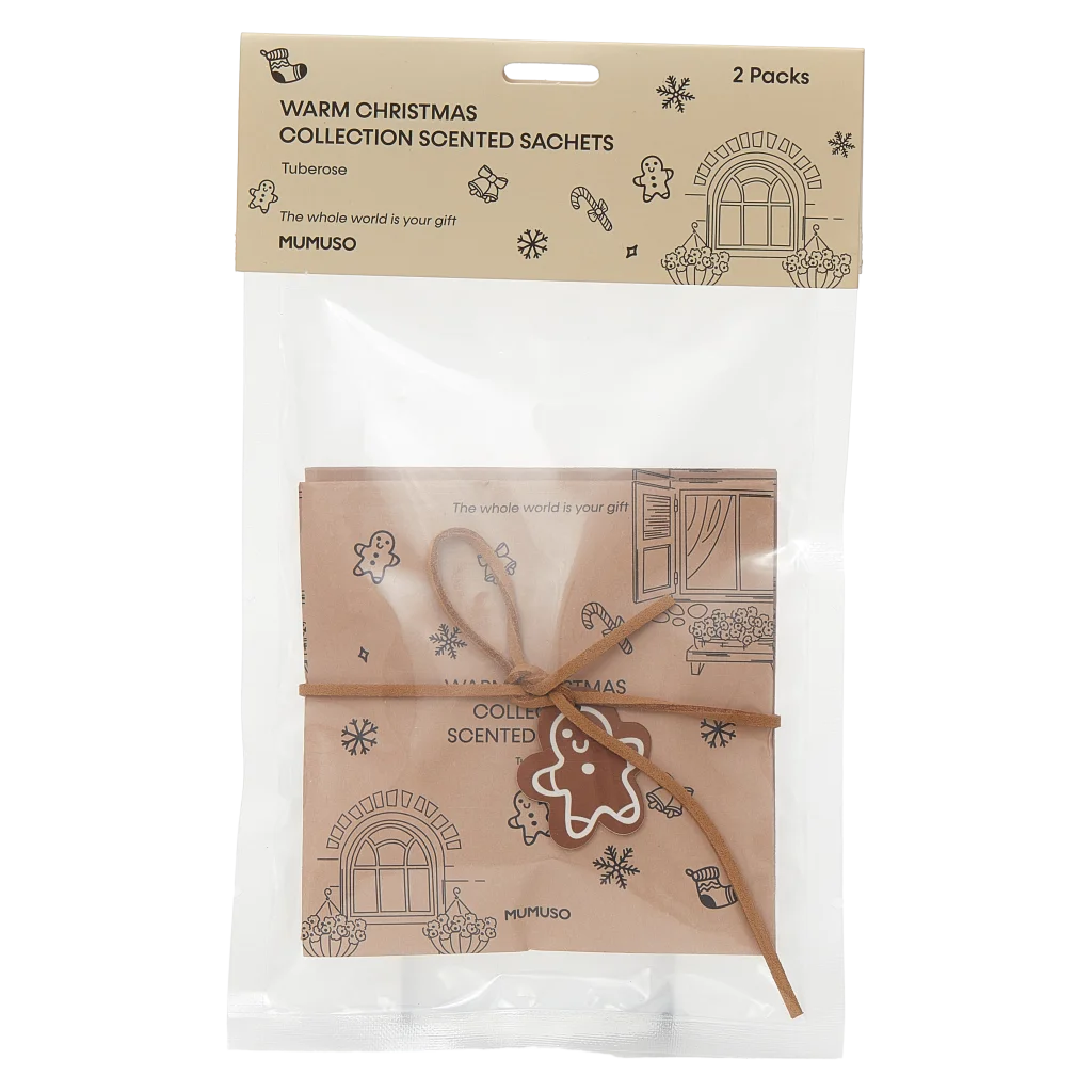 2er-Pack Duft-Sachets Tuberose mit Weihnachts-Print (Beige/Rot/Rosa/Grün)