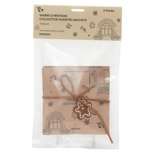 2er-Pack Duft-Sachets Tuberose mit Weihnachts-Print (Beige/Rot/Rosa/Grün)