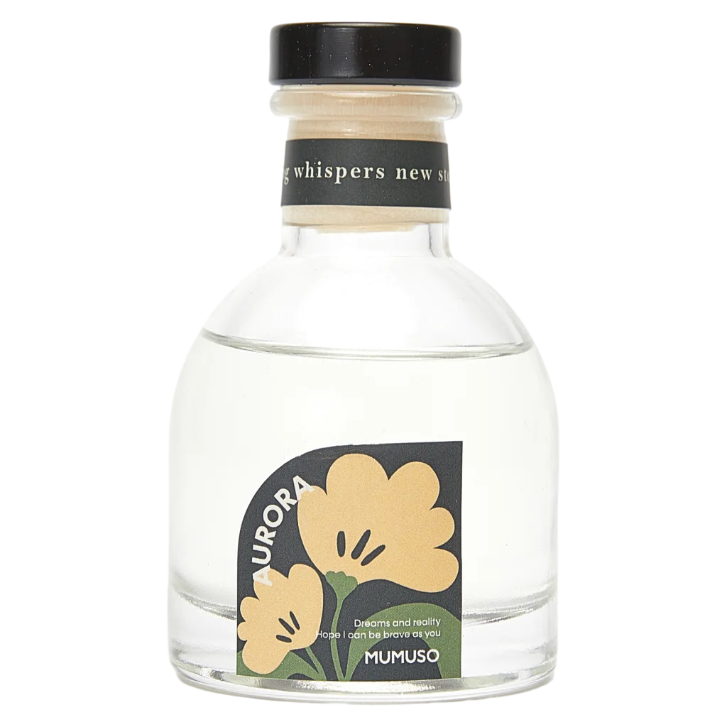 Duft Diffuser aus Glas, 75 ml mit Blumen-Design (Gelb)