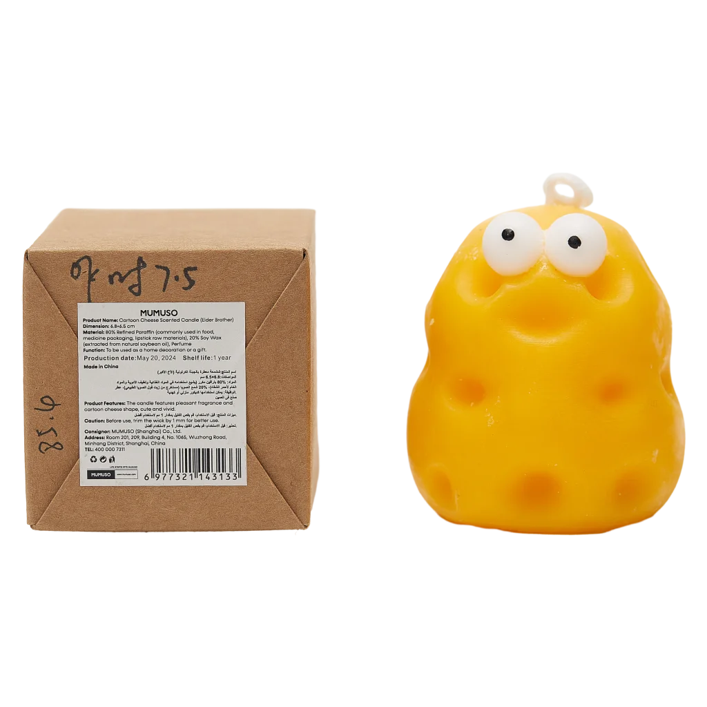 Duftkerze mit Cartoon-Käse-Design, 90,9 g (Gelb)