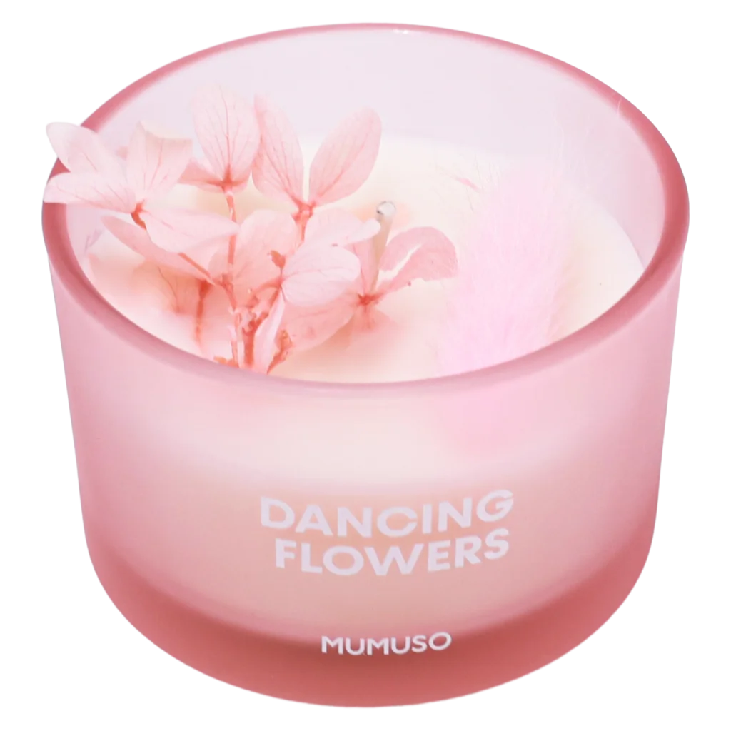 Duftkerze im Glas mit Blumen-Design, 75 g (Rosa)