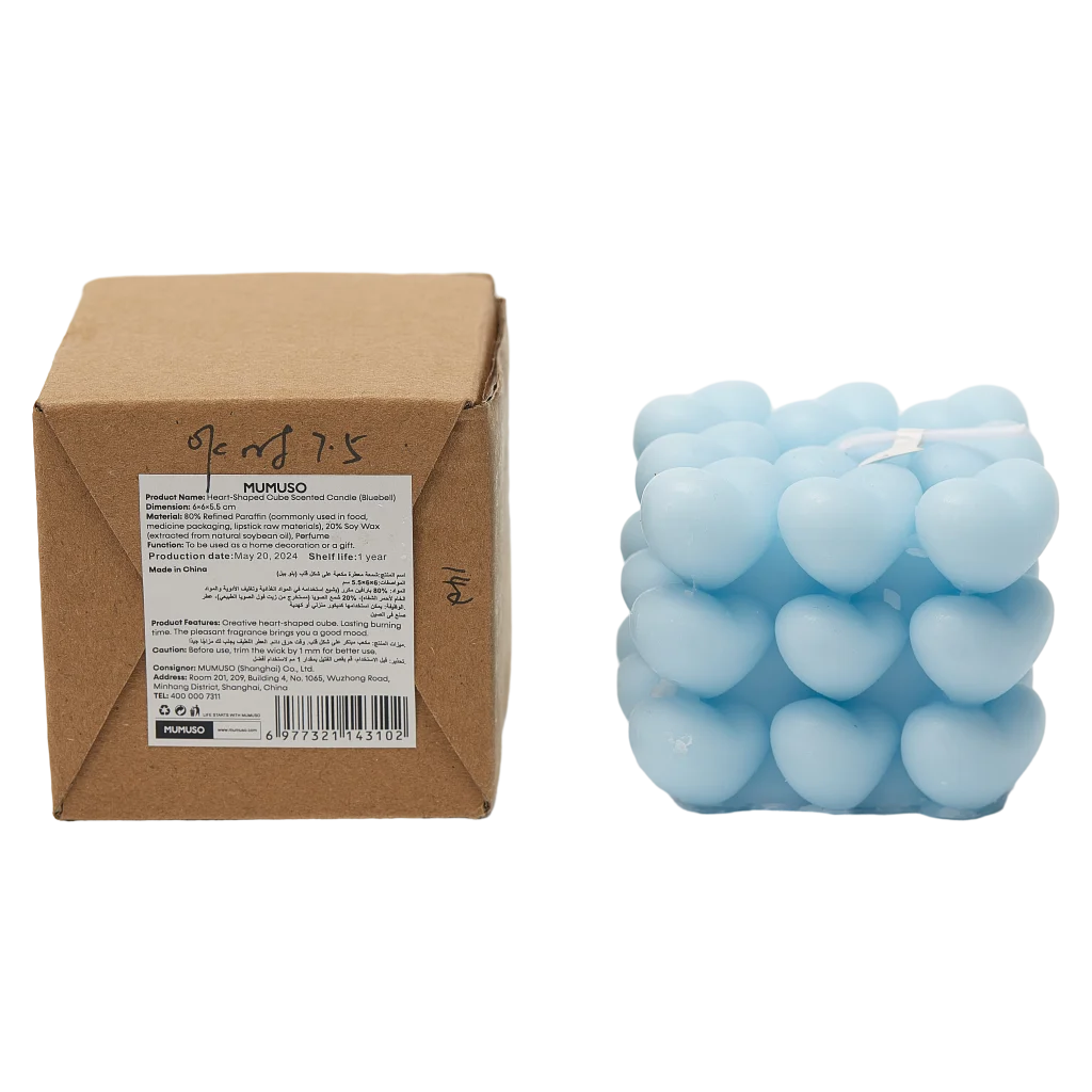 Duftkerze in Herzform aus Paraffin-Sojawachs, 150 g (Blau)