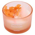 Duftkerze aus Pflanzenwachs mit Garden-Flowers-Print und ewiger Blume, 75 g (Apricot)