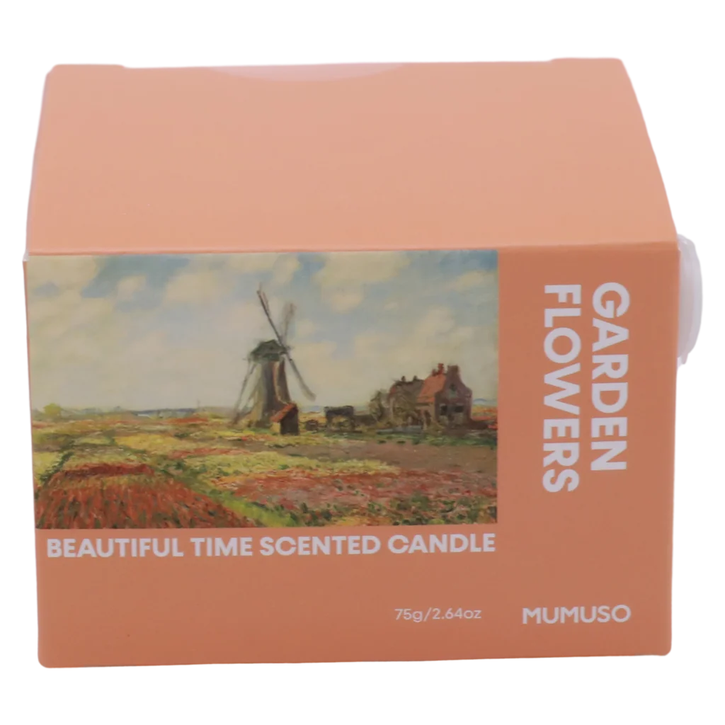 Duftkerze aus Pflanzenwachs mit Garden-Flowers-Print und ewiger Blume, 75 g (Apricot)