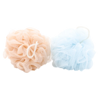 Duschpuff aus Mesh für sanfte Hautreinigung (Blau/Rosa)