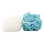 2-teiliges Duschschwamm-Set aus Netzmaterial für sanfte Reinigung (Weiß/Blau)