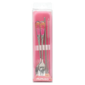 4-teiliges Edelstahl-Besteckset mit Bären- und Seestern-Design, inklusive Aufbewahrungsbox (Pink)