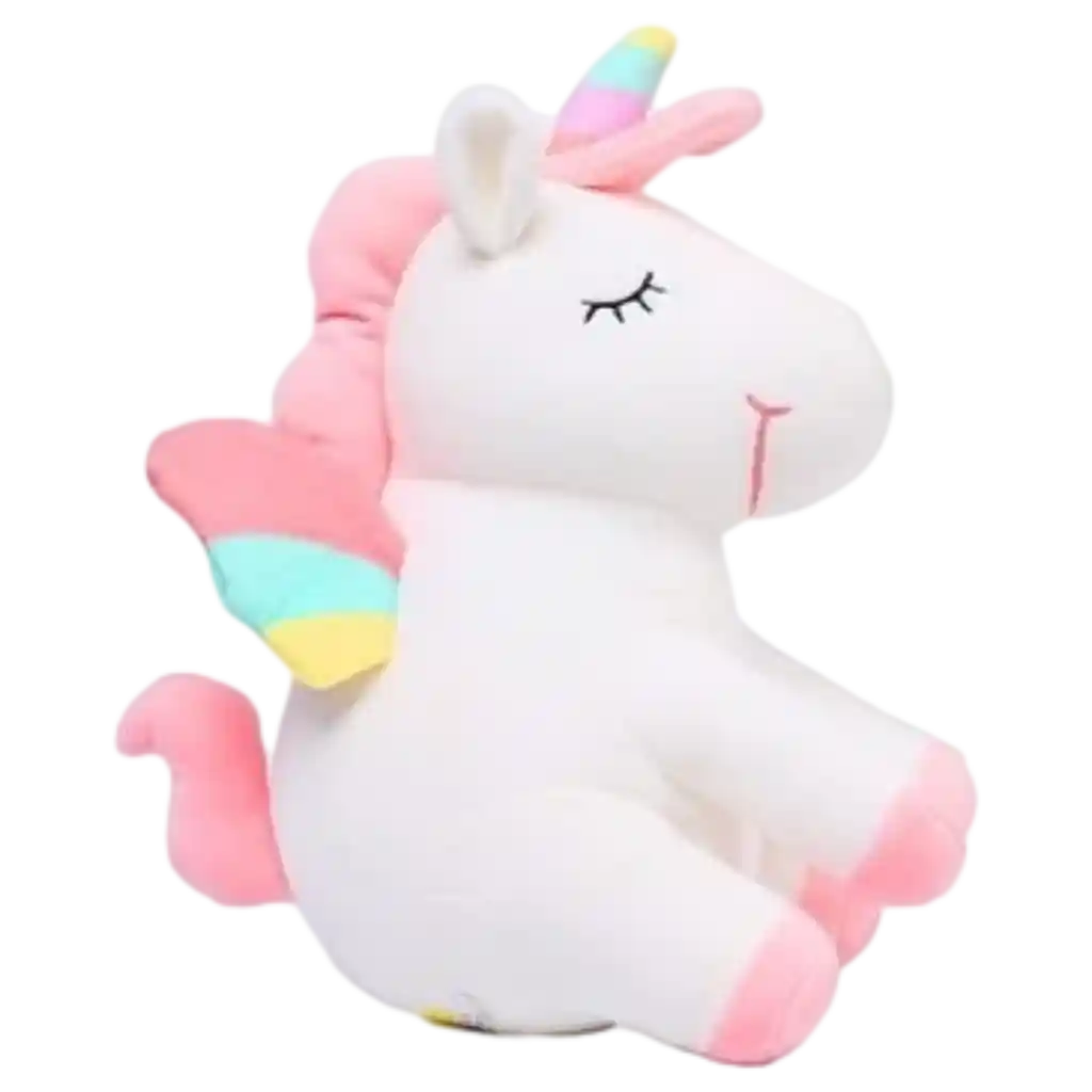 Plüschtier Einhorn aus Elasthan superweich (Weiß/Pink/Mehrfarbig) mit Einhorn-Design für Kinder