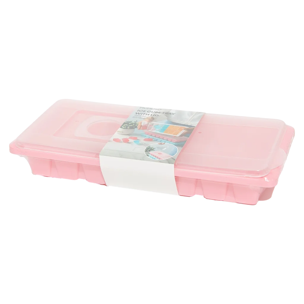 Eiswürfelform mit Deckel aus PP-Kunststoff (Rosa)