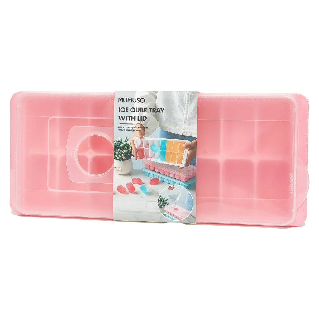 Eiswürfelform mit Deckel aus PP-Kunststoff (Rosa)