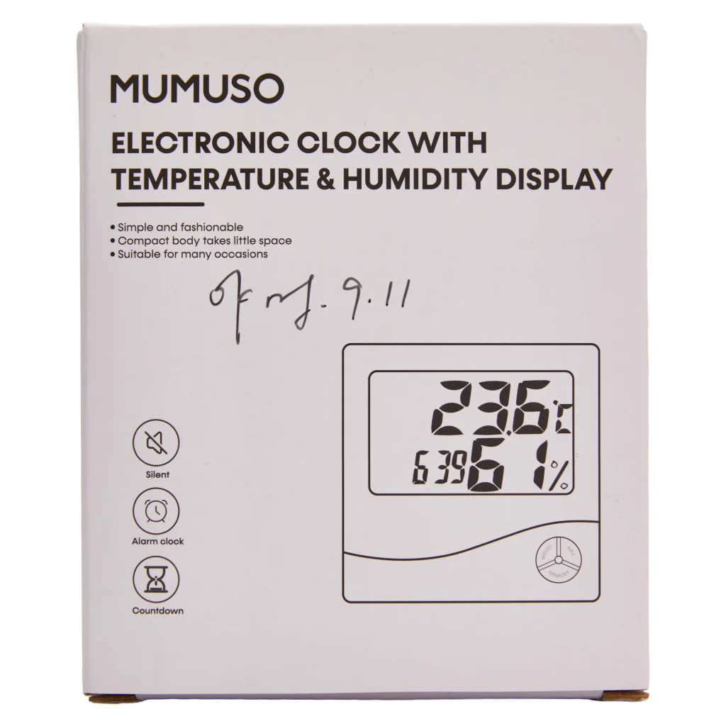 Elektronische Kunststoff-Uhr mit Temperatur- und Luftfeuchtigkeitsanzeige (Weiß)