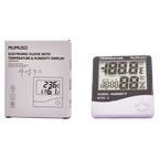 Elektronische Kunststoff-Uhr mit Temperatur- und Luftfeuchtigkeitsanzeige (Weiß)