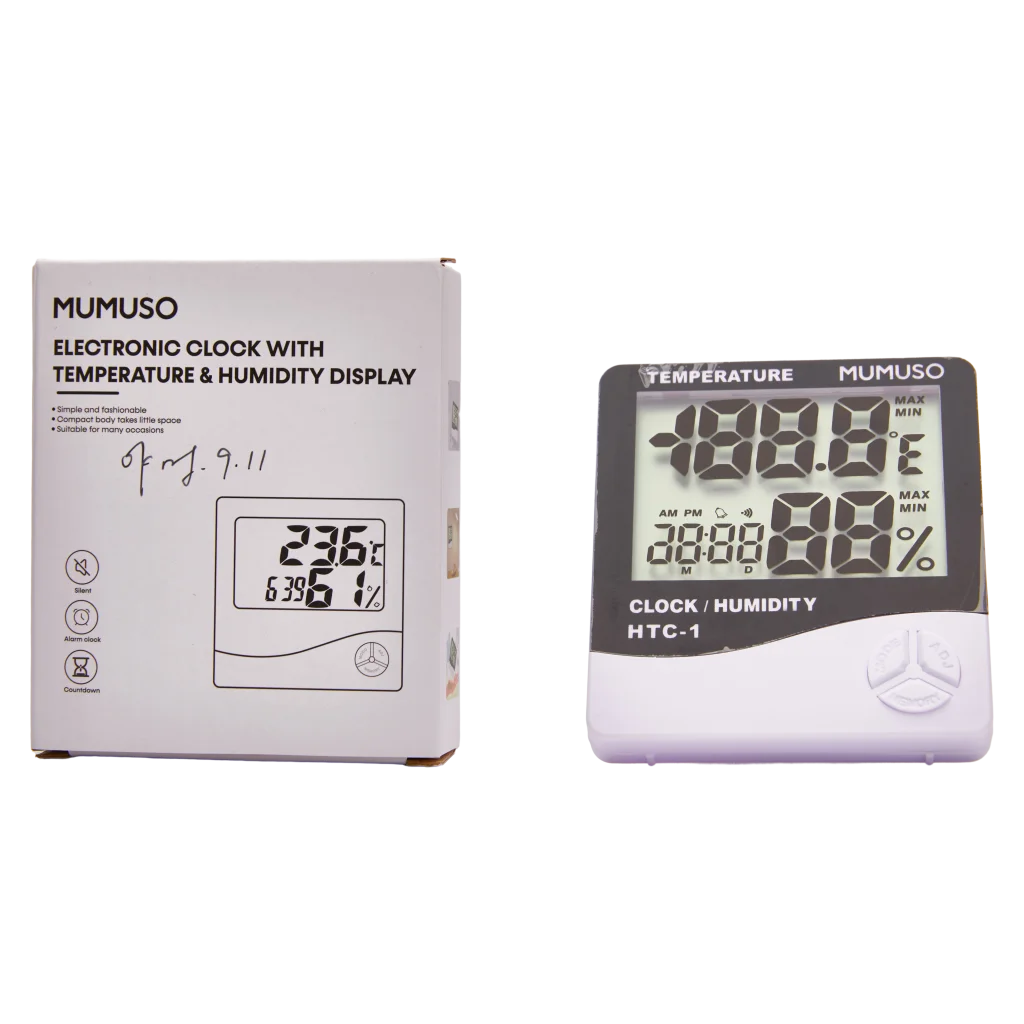 Elektronische Kunststoff-Uhr mit Temperatur- und Luftfeuchtigkeitsanzeige (Weiß)