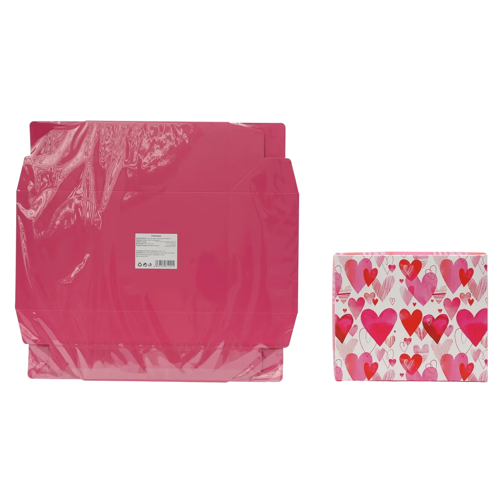 Faltbare Geschenkbox mit Herz-Design, M (Rosa/Rot)
