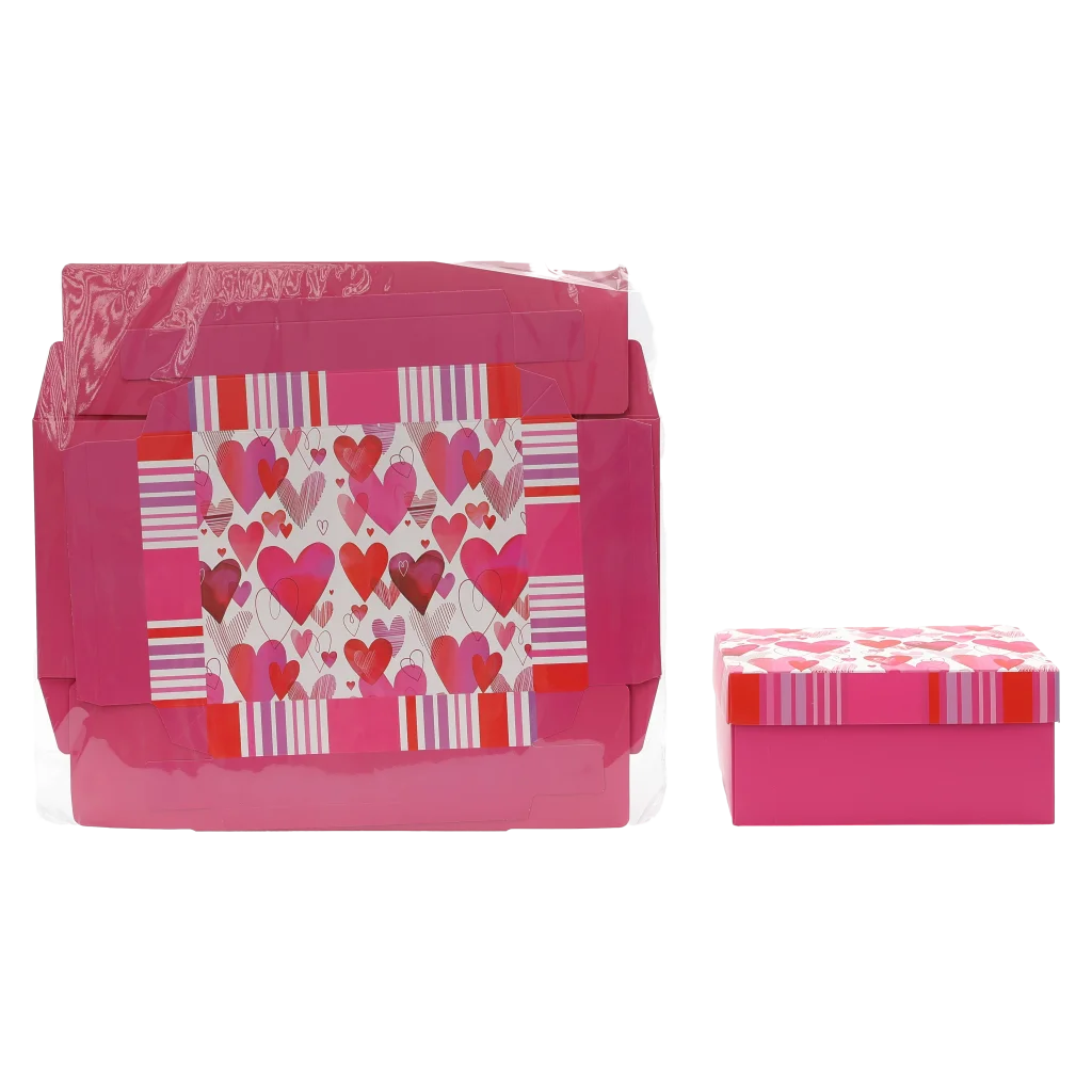 Faltbare Geschenkbox mit Herz-Design, M (Rosa/Rot)