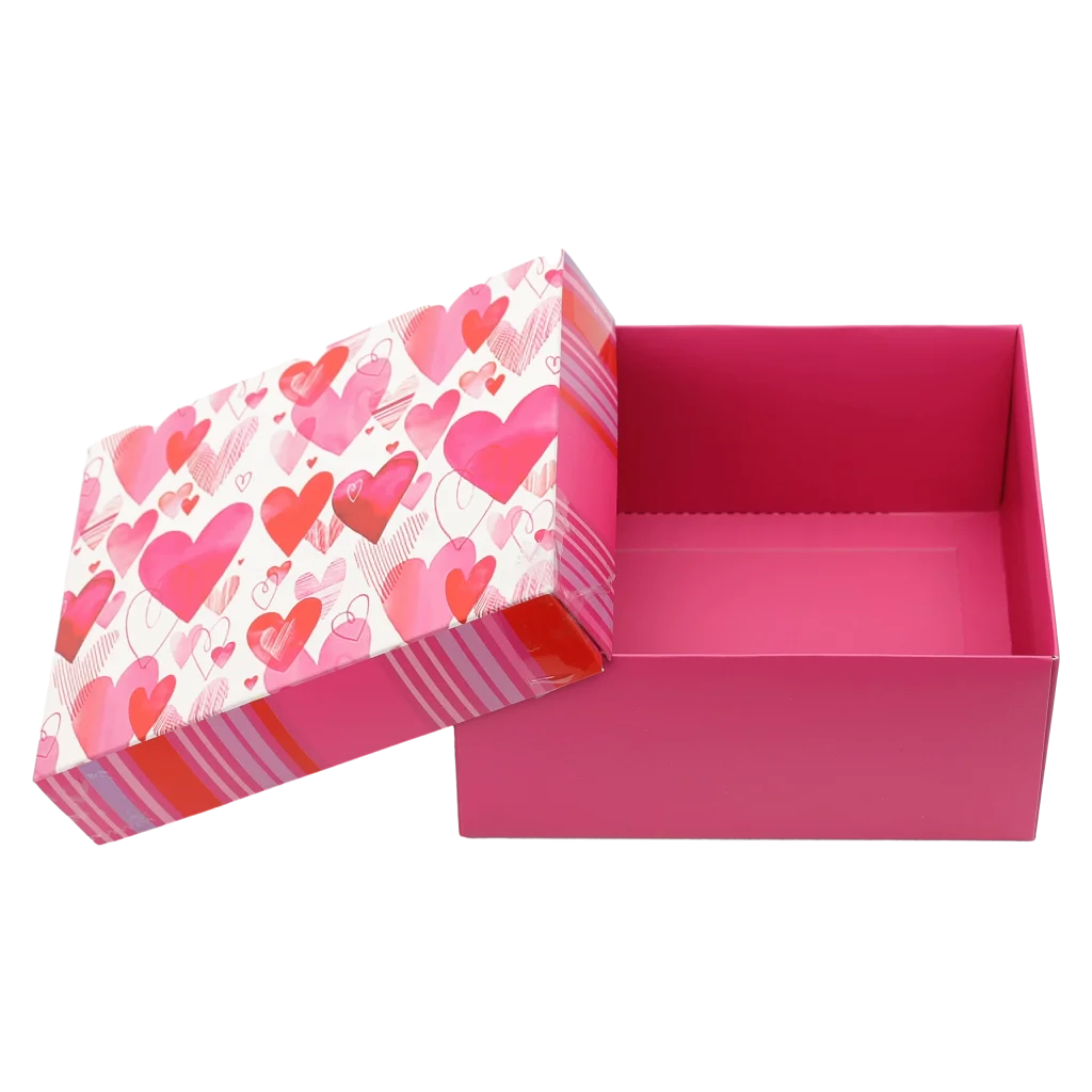 Faltbare Geschenkbox mit Herz-Design (Rosa/Rot)