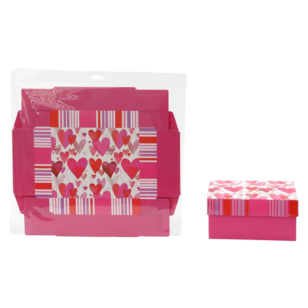 Faltbare Geschenkbox mit Herz-Design (Rosa/Rot)