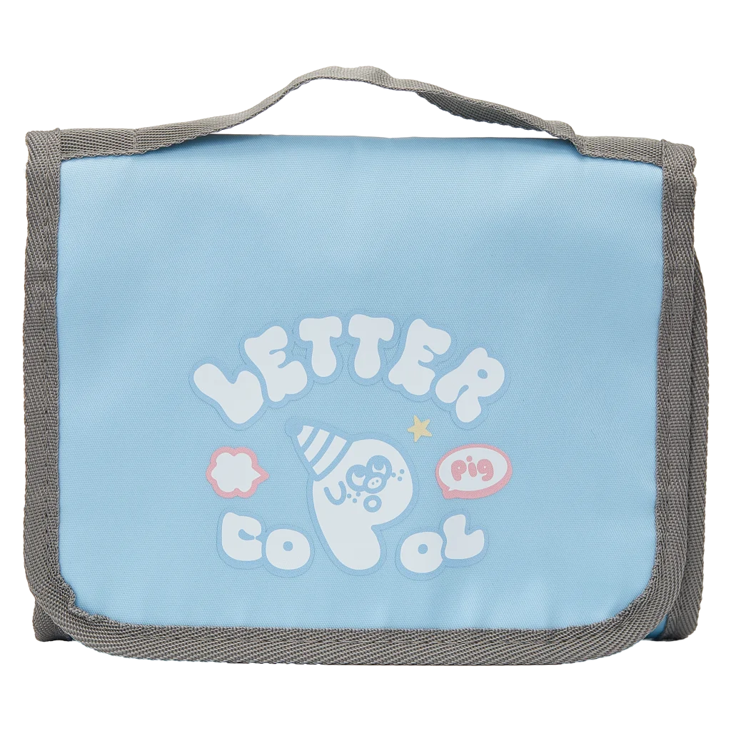 Faltbare Kosmetiktasche aus Nylon mit Print (Blau)