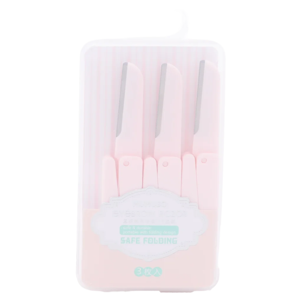 3er-Pack Faltbarer Augenbrauenrasierer für präzise Pflege (Rosa)