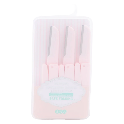 3er-Pack Faltbarer Augenbrauenrasierer für präzise Pflege (Rosa)